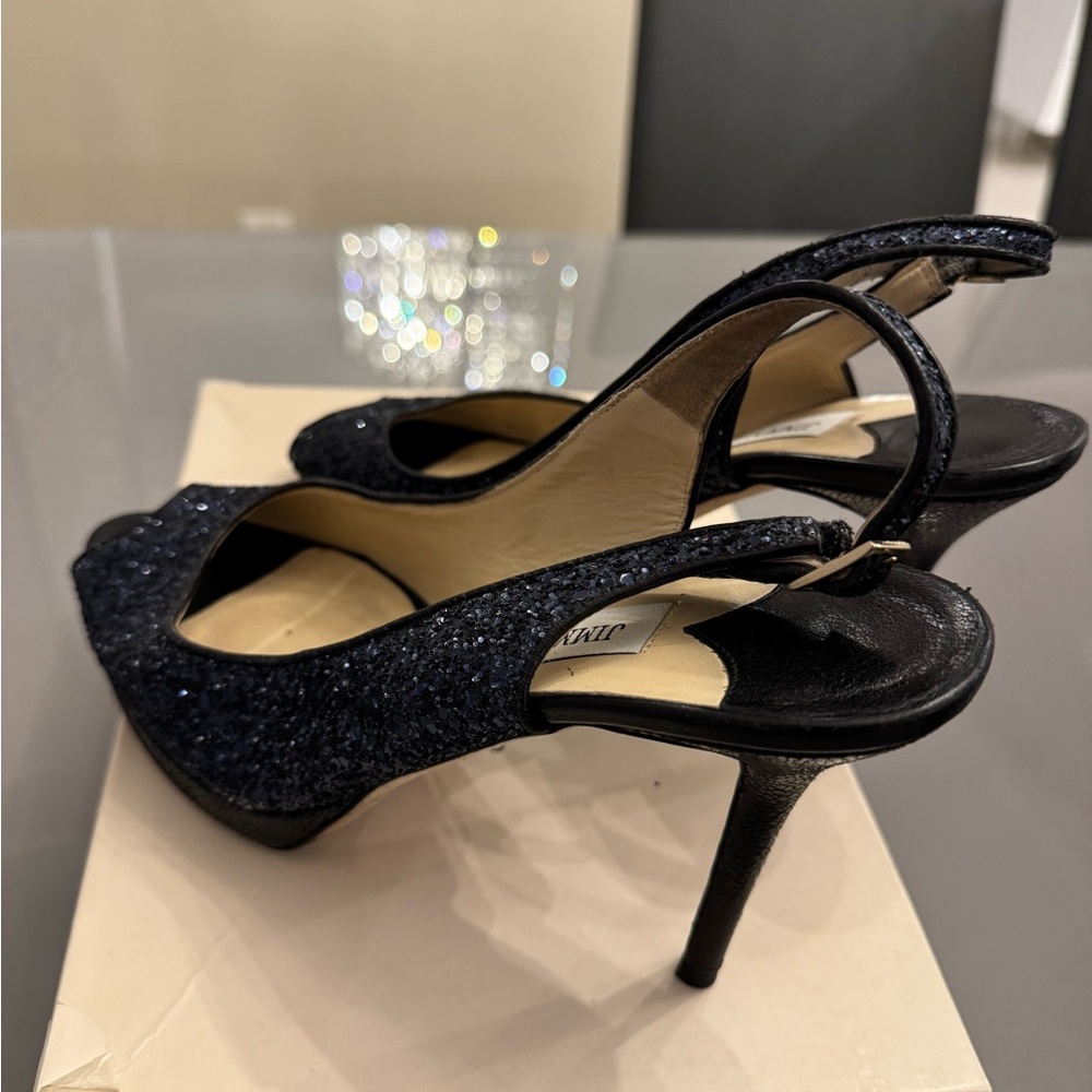 JIMMY CHOO NOVA HEEL BLUE SPARKLE